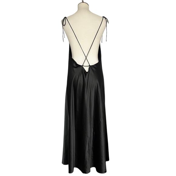 NWT‎ Victorias Secret Women's Black Satin Embellished Midi Slip Dress Size Large - Picture 2 of 10